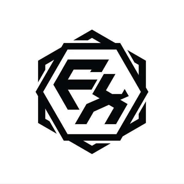 Форма Шестиугольника Логотипа Геометрическим Абстрактным Изолированным Шаблоном Очертания — стоковое фото