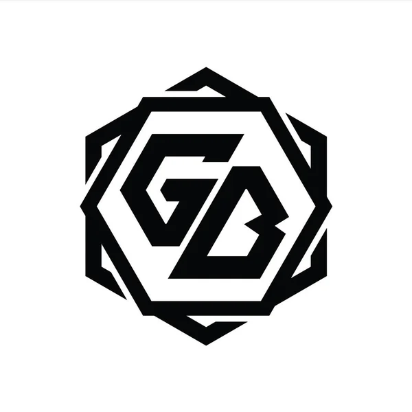 Logo Monogram Hatszög Forma Geometriai Absztrakt Elszigetelt Vázlatos Tervezési Sablonnal — Stock Fotó