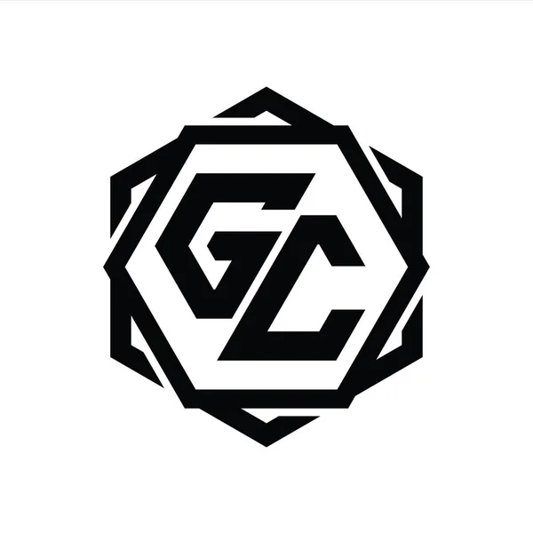 Форма Шестиугольника Logo Геометрическим Абстрактным Изолированным Дизайном Контура — стоковое фото