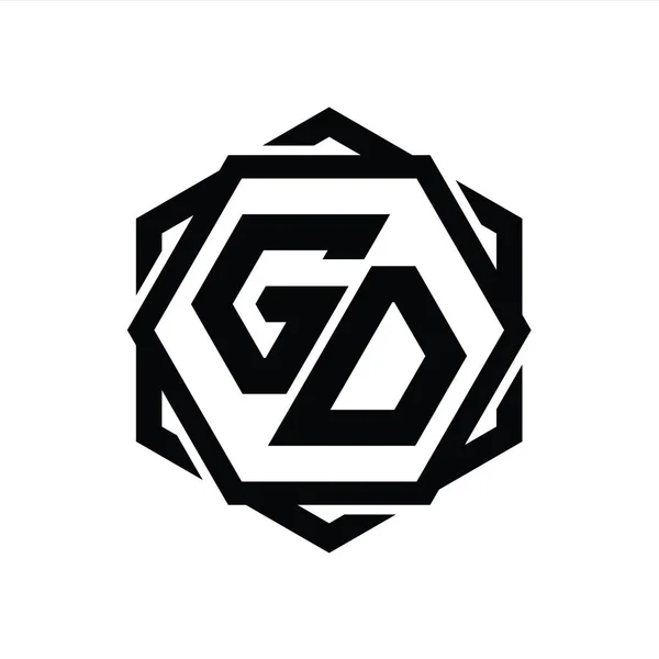Logo Monogramma Forma Esagonale Con Profilo Geometrico Astratto Modello Design — Foto Stock