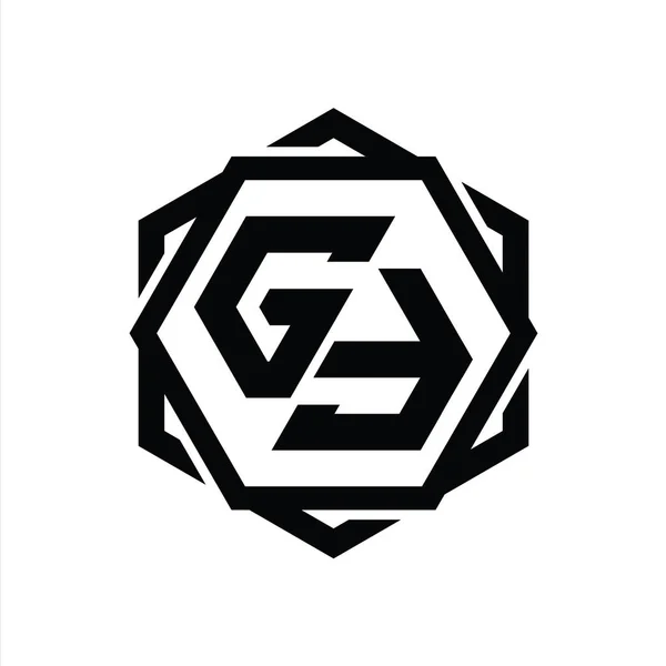 Logo Forme Hexagonale Monogramme Avec Géométrique Abstrait Modèle Conception Contour — Photo
