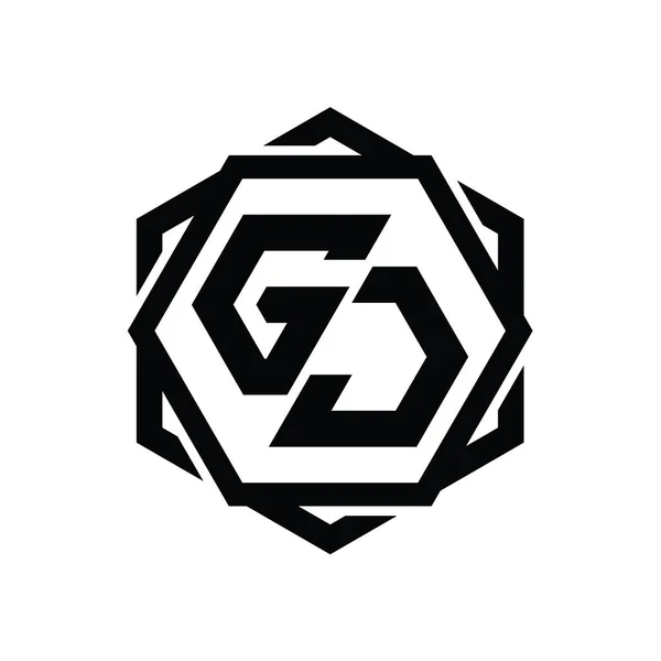 Logo Monogram Hatszög Alakú Geometriai Absztrakt Elszigetelt Vázlatos Tervezési Sablon — Stock Fotó