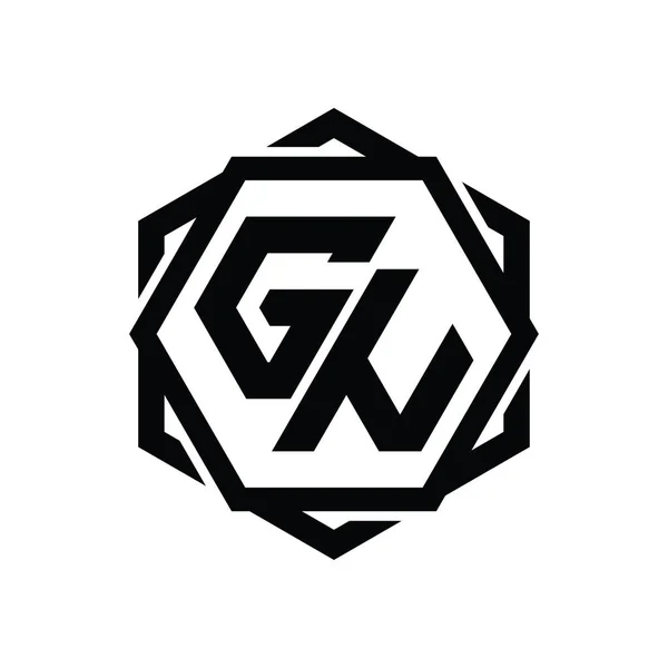 Logo Monogram Zeshoek Vorm Met Geometrische Abstracte Geïsoleerde Schema Ontwerp — Stockfoto