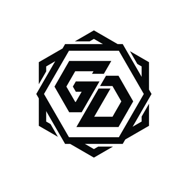 Logo Forme Hexagonale Monogramme Avec Gabarit Géométrique Abstrait Conception Contour — Photo