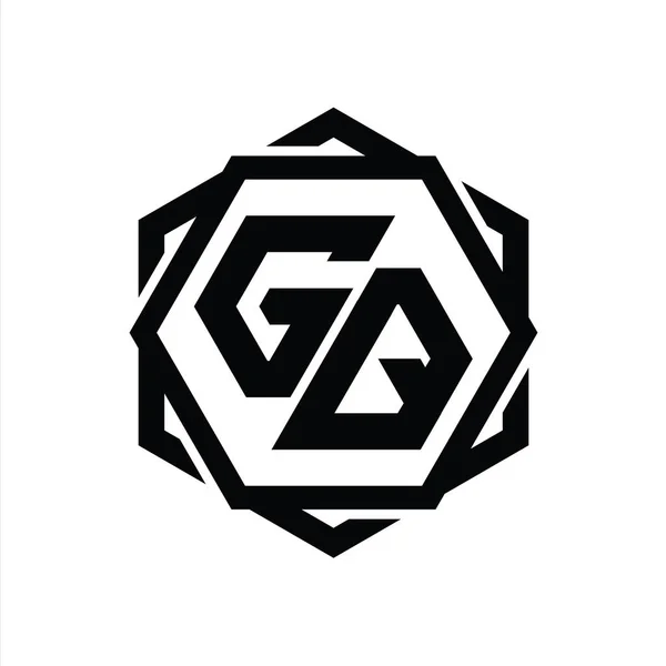Монограмма Логотипа Шестиугольник Геометрической Абстрактной Изолированной Схемой Очертания — стоковое фото