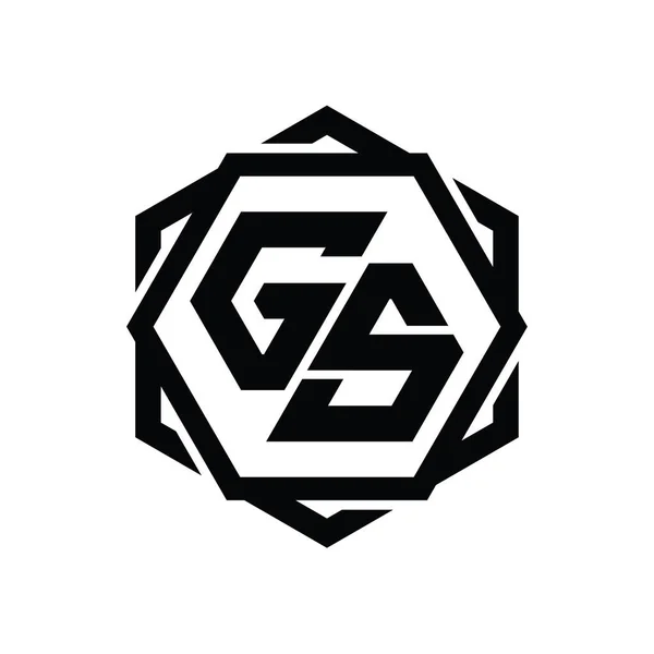 Logo Monogram Zeshoek Vorm Met Geometrische Abstracte Geïsoleerde Schets Ontwerp — Stockfoto