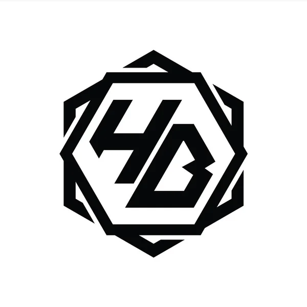 Logo Monogram Hexagon 기하학적으로 고립된 디자인 템플릿 — 스톡 사진
