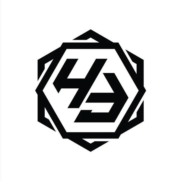 Монограмма Логотип Шестиугольник Геометрической Абстрактной Изолированной Схемой Очертания — стоковое фото