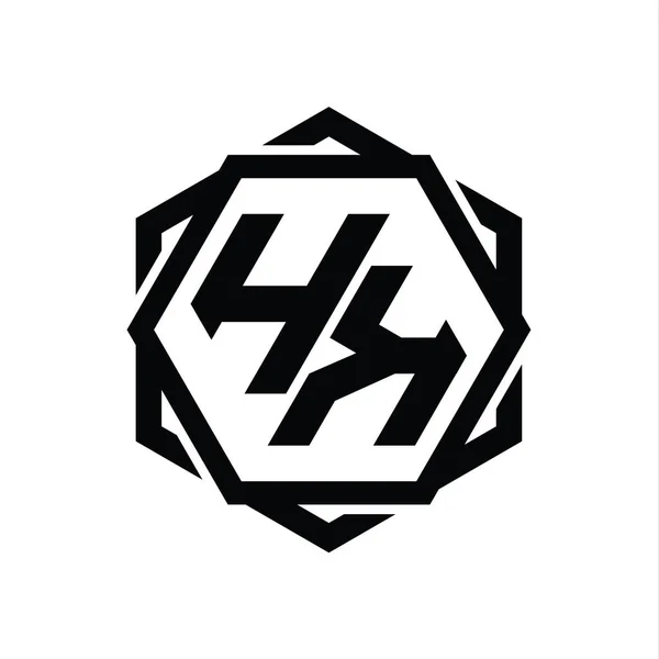 Logo Monograma Hexágono Forma Con Plantilla Diseño Contorno Aislado Abstracto —  Fotos de Stock