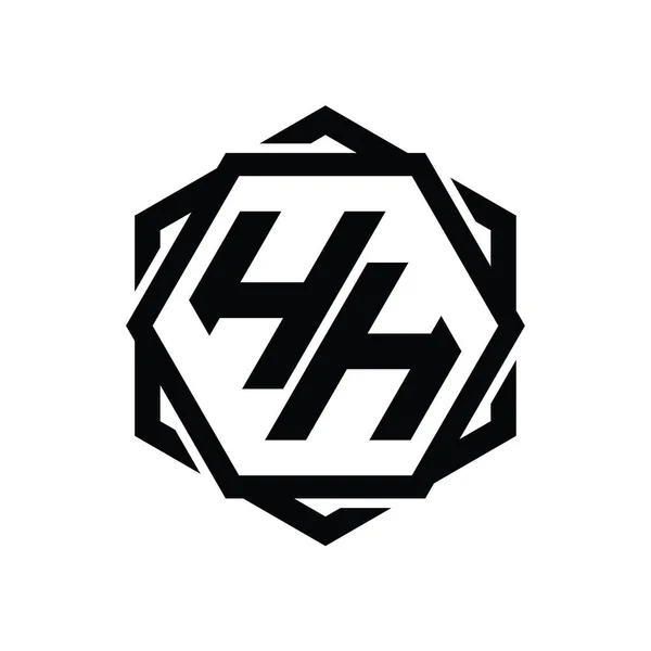 Logo Forme Hexagonale Monogramme Avec Gabarit Géométrique Abstrait Contour Isolé — Photo