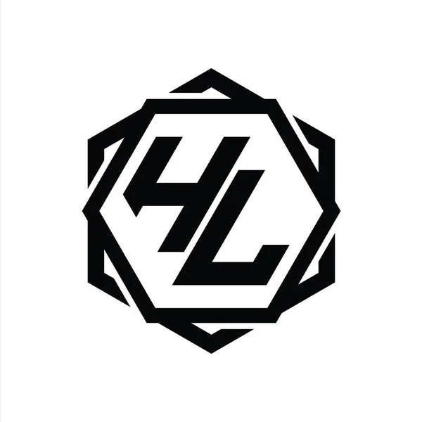 Logo Monogram Šestiúhelník Tvar Geometrickým Abstraktní Izolované Osnovy Design Šablony — Stock fotografie