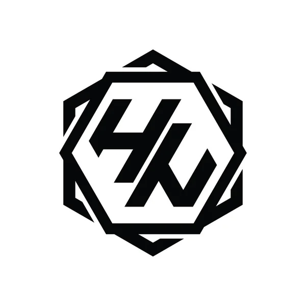 Logo Forme Hexagonale Monogramme Avec Géométrique Abstraite Modèle Conception Contour — Photo