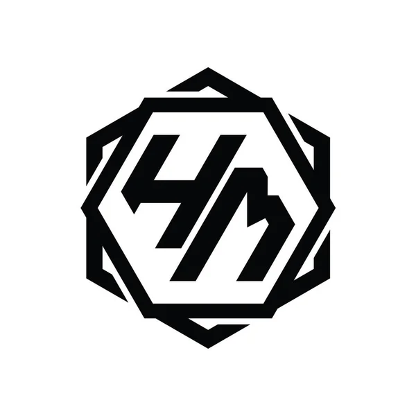 Logo Monograma Forma Hexágono Con Plantilla Diseño Contorno Aislado Abstracto —  Fotos de Stock