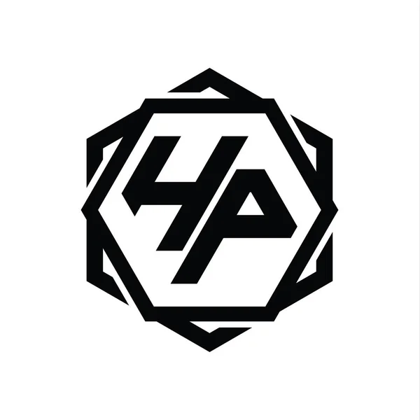Kształt Sześciokąta Monografii Logo Geometrycznym Abstrakcyjnym Odizolowanym Szablonem Szkicowym — Zdjęcie stockowe