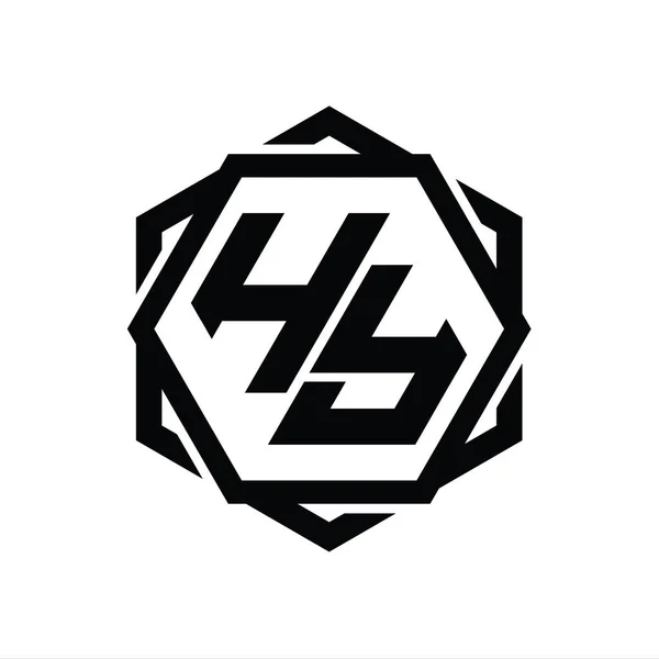 Geometrik Soyut Izole Tasarım Şablonu Ile Logo Monogram Altıgen Şekli — Stok fotoğraf