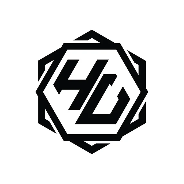 Логотип Шестиугольник Геометрической Абстрактной Изолированной Формой Очертания — стоковое фото