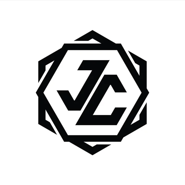 Logo Монограма Шестикутника Форми Геометричним Абстрактним Контуром Шаблон Дизайну — стокове фото