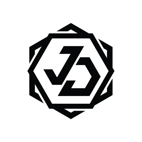 Логотип Шестиугольник Геометрической Абстрактной Изолированной Схемой Контура — стоковое фото