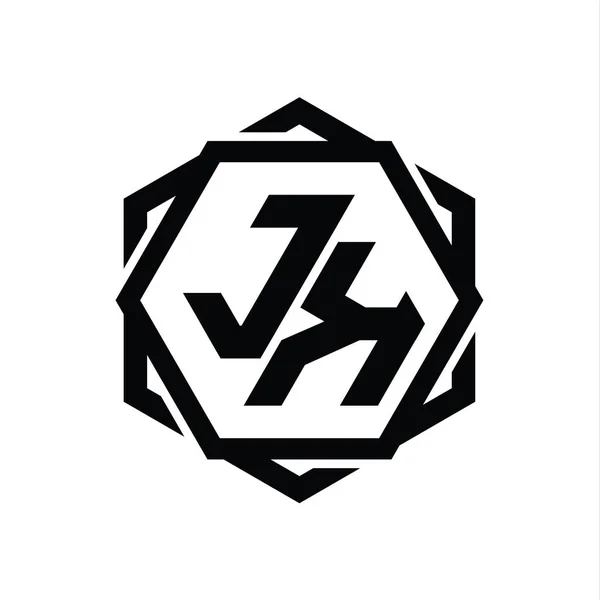 Λογότυπο Μονόγραμμα Εξάγωνο Σχήμα Γεωμετρικά Αφηρημένη Απομονωμένη Περίγραμμα Πρότυπο Σχεδιασμού — Φωτογραφία Αρχείου