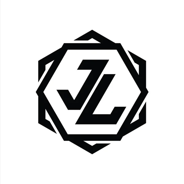 Шестиугольник Логотипа Геометрическим Абстрактным Изолированным Шаблоном Очертания — стоковое фото