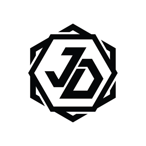 Форма Шестиугольника Logo Геометрическим Абстрактным Изолированным Шаблоном Очертания — стоковое фото