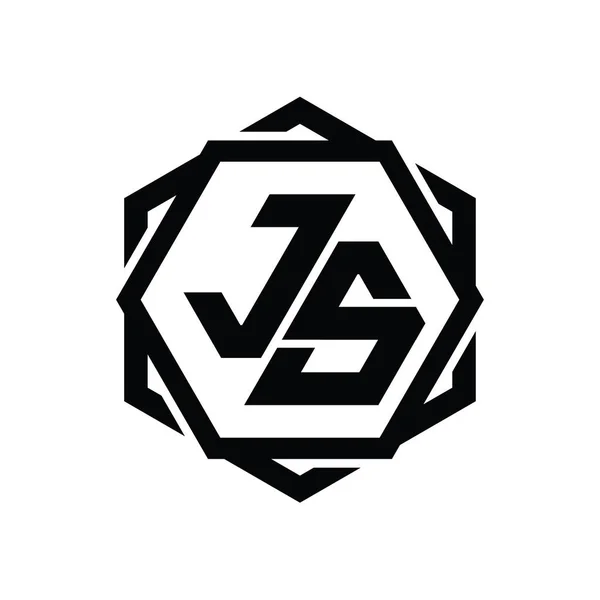 Логотип Монограма Шестикутника Геометричним Абстрактним Шаблоном Ізольованого Контуру — стокове фото