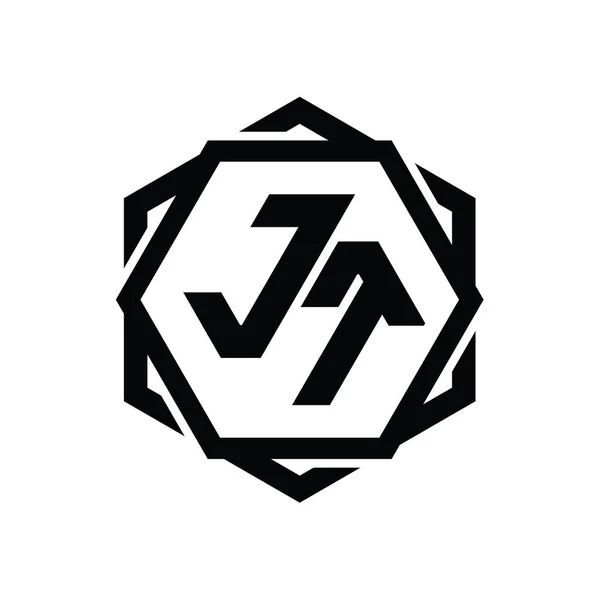 Logo Monogramma Forma Esagonale Con Geometrico Astratto Modello Design Contorno — Foto Stock