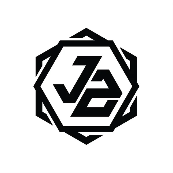 Шестиугольник Логотипа Геометрическим Абстрактным Изолированным Дизайном Контура — стоковое фото