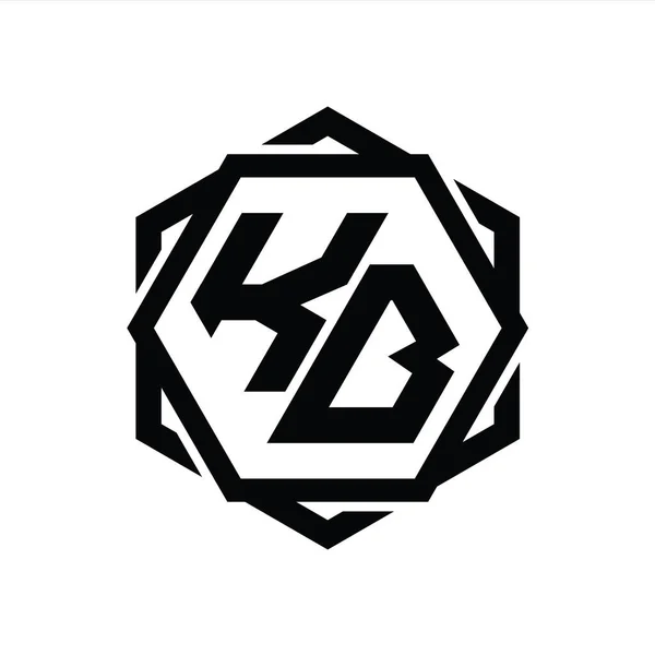 Logo Monogram Hexagon Shape Geometric Abstract Isolated Outline Design Template — 图库照片