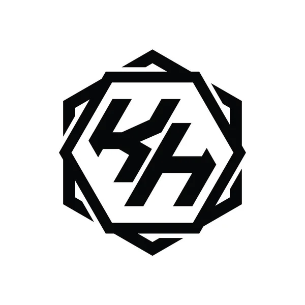 Форма Монограми Логотипу Шестикутника Геометричним Абстрактним Шаблоном Ізольованого Контуру — стокове фото