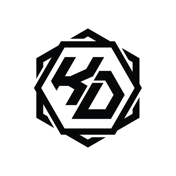 Logo Monogram Zeshoekige Vorm Met Geometrische Abstracte Geïsoleerde Ontwerp Template — Stockfoto