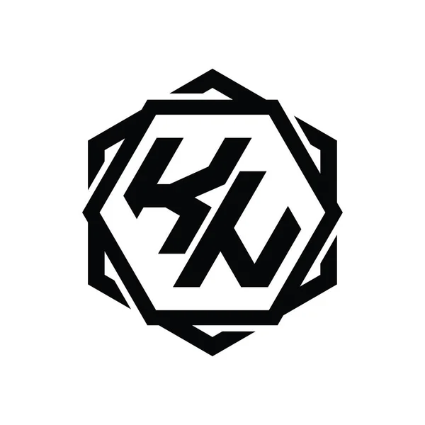 Logo Monogram Hexagon Form Med Geometrisk Abstrakt Isolerad Skiss Design — Stockfoto