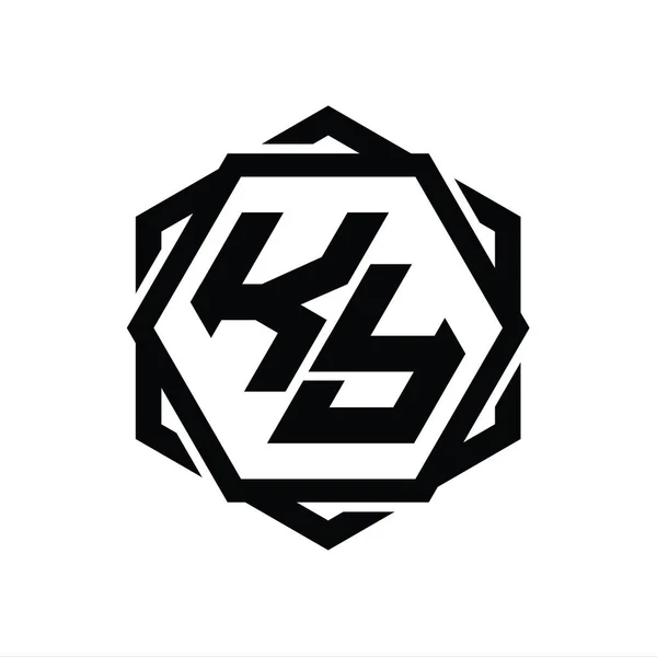 Forma Hexágono Monograma Logo Con Plantilla Diseño Contorno Aislado Abstracto —  Fotos de Stock