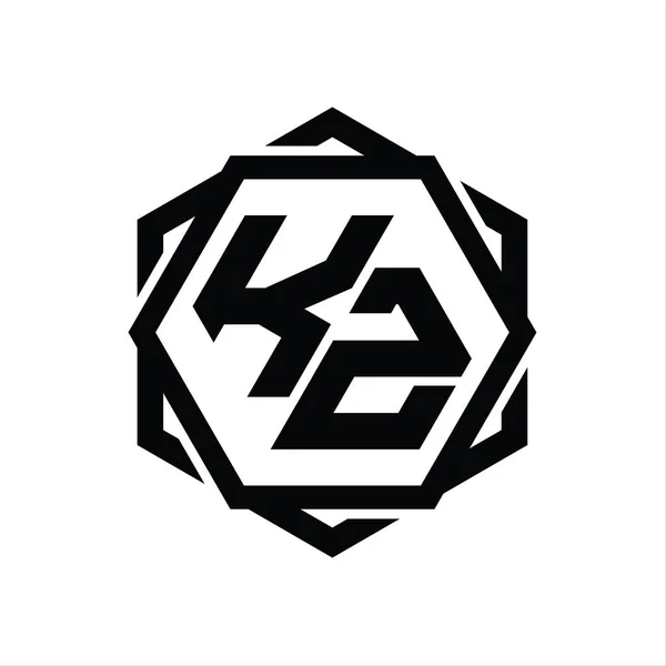 Forma Hexágono Monograma Logo Con Plantilla Diseño Contorno Aislado Abstracto — Foto de Stock