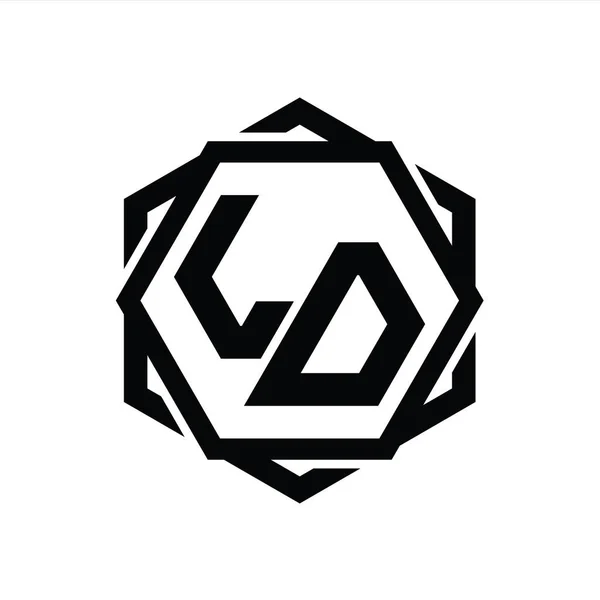 Logomonogramsekskantform Med Isolert Mal Utforming Omriss – stockfoto