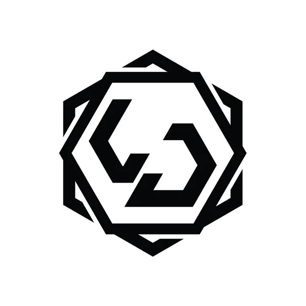 Logo Monograma Forma Hexágono Con Plantilla Diseño Contorno Aislado Abstracto — Foto de Stock