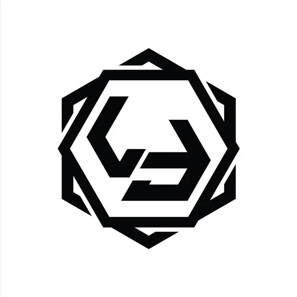 Logo Monogram Sześciokątny Kształt Geometrycznym Abstrakcyjny Odizolowany Zarys Szablon Projektu — Zdjęcie stockowe