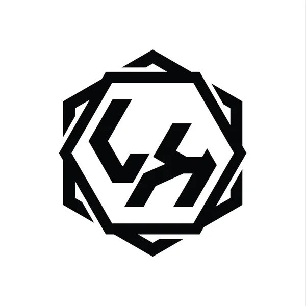 Логотип Форма Монограми Шестикутника Геометричним Абстрактним Шаблоном Ізольованого Контуру — стокове фото