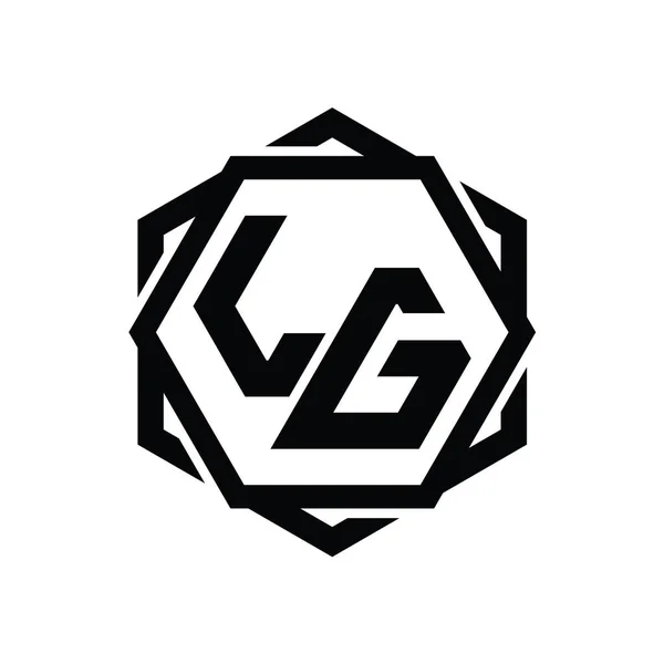Logo Monogramma Forma Esagonale Con Geometrico Astratto Modello Design Contorno — Foto Stock