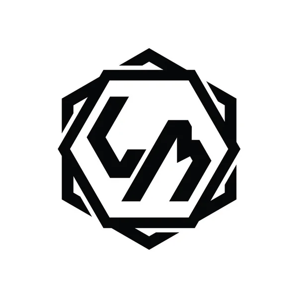 Logo Monograma Forma Hexágono Con Plantilla Diseño Contorno Aislado Abstracto — Foto de Stock