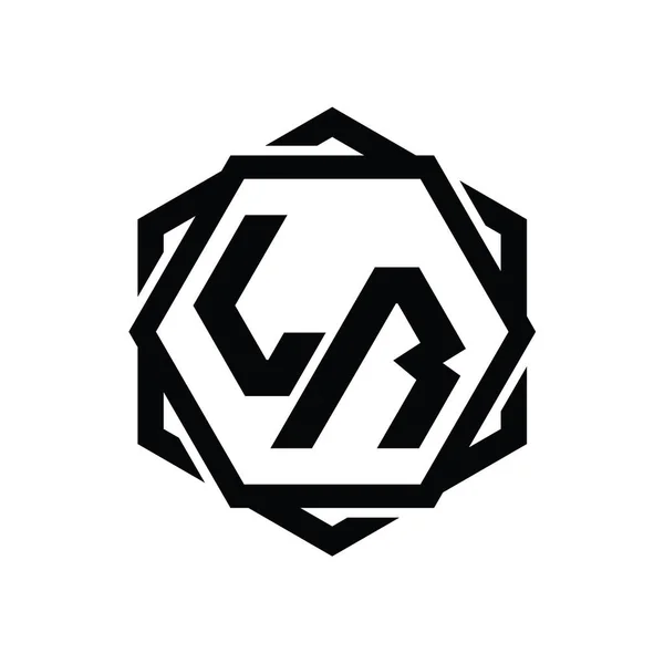 Logo Monogram Sekskant Form Med Geometrisk Abstrakt Isoleret Skitse Design - Stock-foto