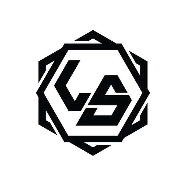 Logo Monogram Bentuk Heksagon Dengan Geometris Abstrak Terisolasi Outline Desain — Stok Foto