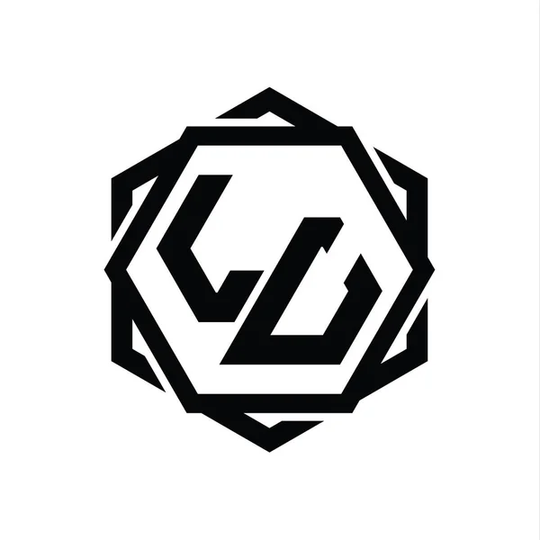 Logo Monograma Forma Hexágono Com Geométrico Abstrato Modelo Design Contorno — Fotografia de Stock