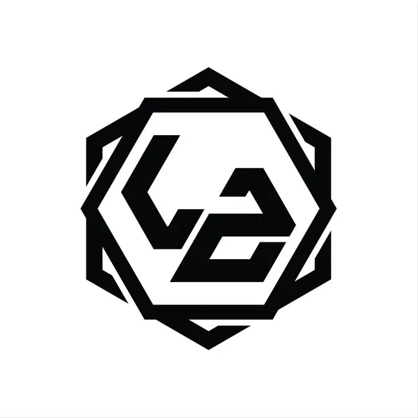 Logotipo Monograma Hexágono Forma Com Geométrico Abstrato Modelo Design Contorno — Fotografia de Stock