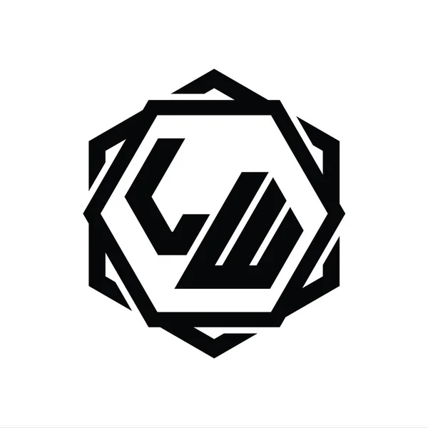 Λογότυπο Μονόγραμμα Εξάγωνο Σχήμα Γεωμετρική Αφηρημένη Απομονωμένη Περίγραμμα Πρότυπο Σχεδιασμού — Φωτογραφία Αρχείου