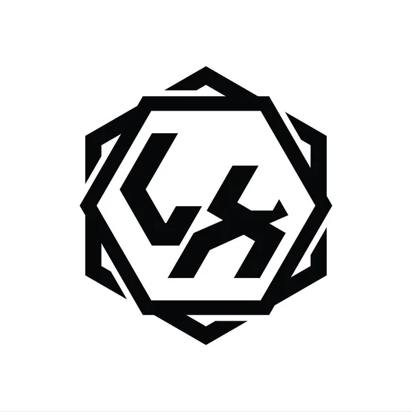 Logo Monogram Bentuk Heksagon Dengan Abstrak Geometris Terisolasi Outline Desain — Stok Foto