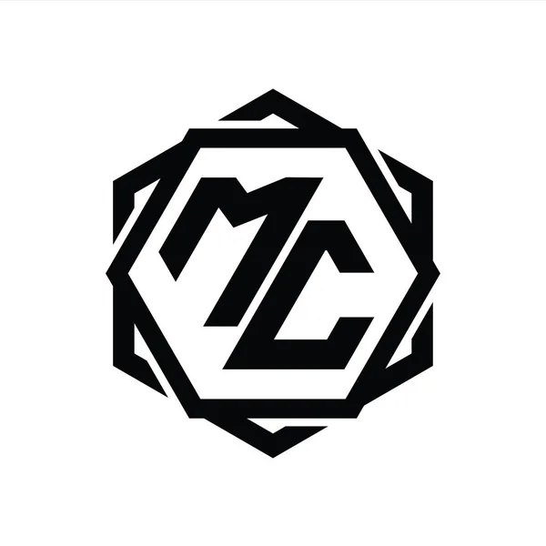 Logotyp Monogram Hexagon Form Med Geometrisk Abstrakt Isolerad Kontur Design — Stockfoto