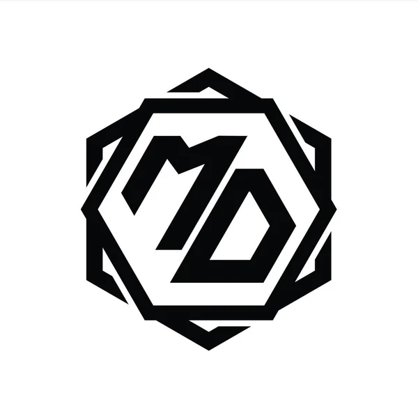 Logo Monogram Hexagon 기하학적으로 템플릿 — 스톡 사진