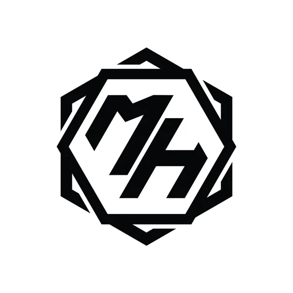 Λογότυπο Σχήμα Εξαγωνικό Γεωμετρική Αφηρημένη Απομονωμένη Περίγραμμα Πρότυπο Σχεδιασμού — Φωτογραφία Αρχείου