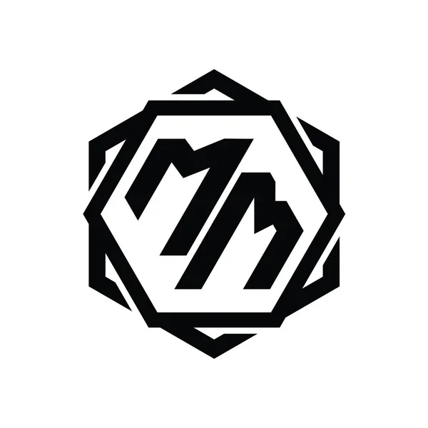 Logo Monogramm Sechseckform Mit Geometrischen Abstrakten Isolierten Umrissen Designvorlage — Stockfoto